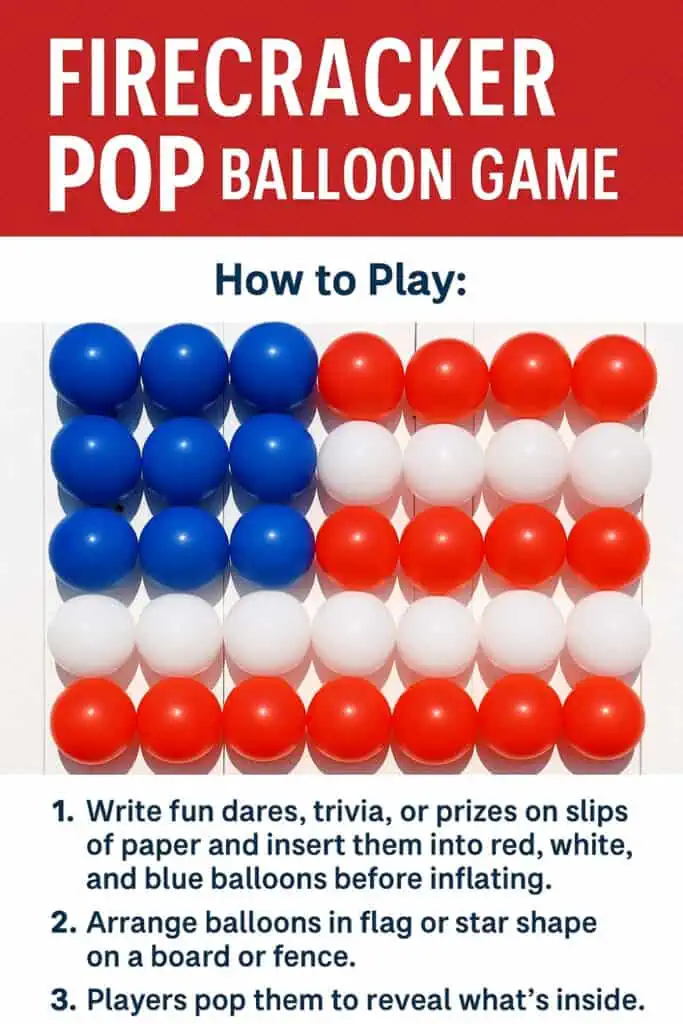 4th of July outdoor party games Firecracker Pop game