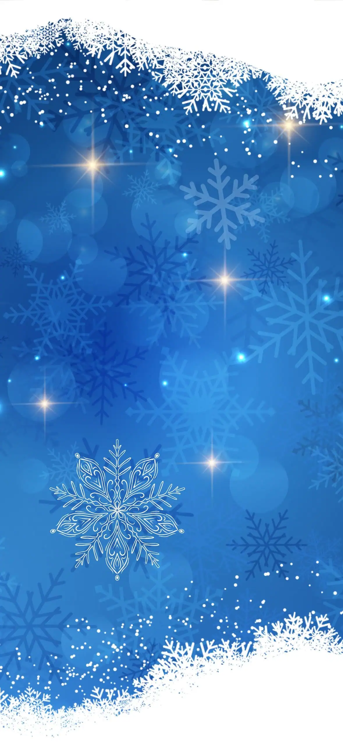 Blue snowflake Christmas wallpaper for iPhone with winter snowflakes, frosty blue background, and festive holiday aesthetic.