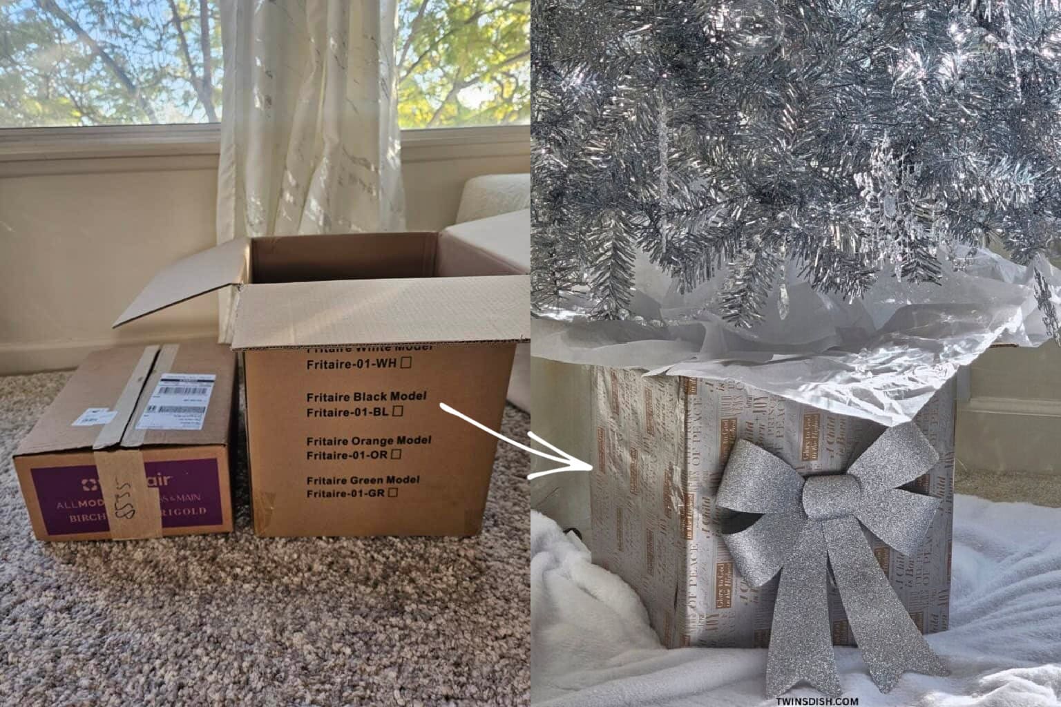Christmas Tree Stand Riser The Easy DIY Fake Christmas Tree Stand with Cardboard box Cover Collar ...