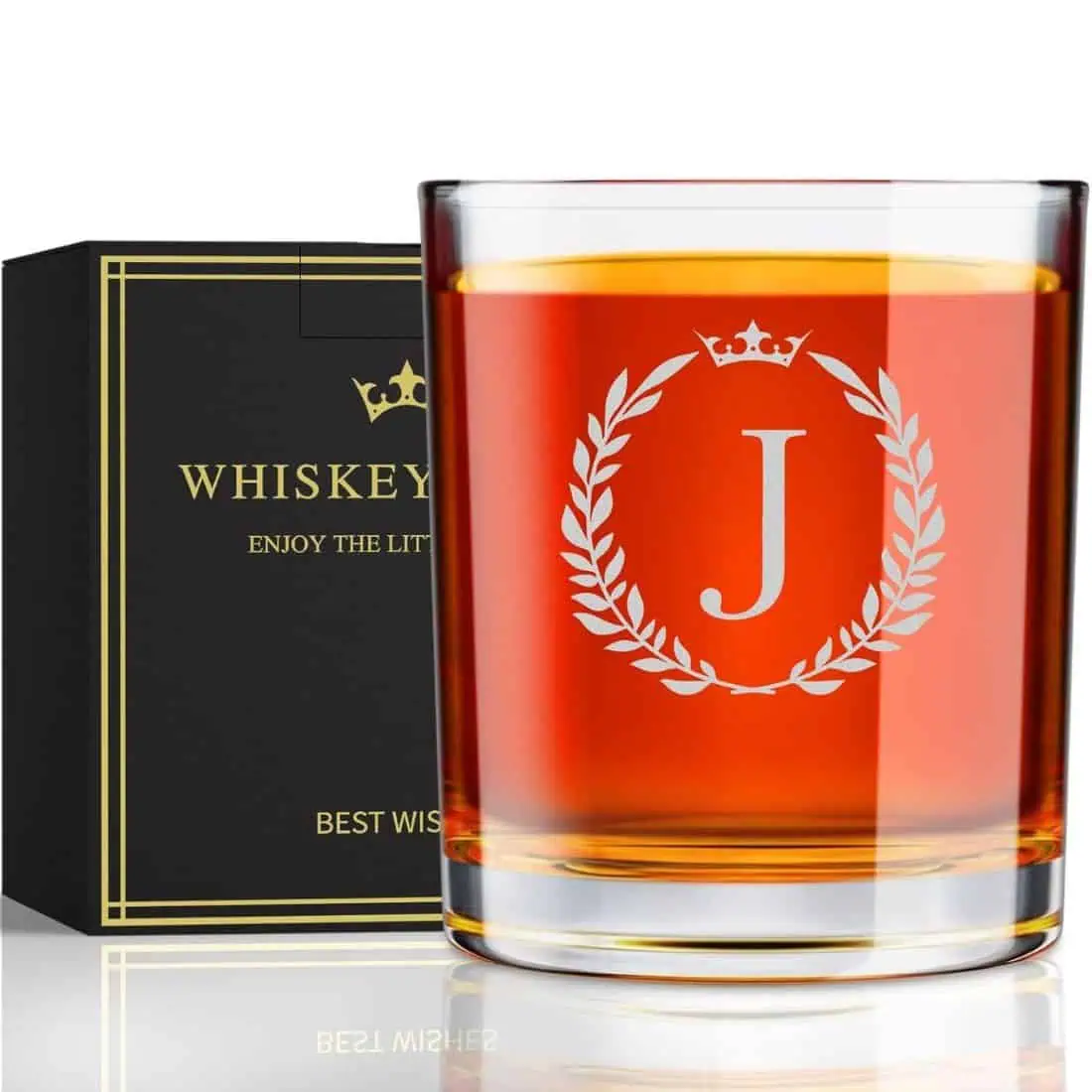 Personalized whiskey glass with engraved initial message, a stylish gift idea for boyfriend, husband, dad, or grandpa. Classic men’s gift for Valentine’s Day, Father’s Day, Christmas, birthdays, or special occasions, perfect for whiskey, bourbon, or home bar use.