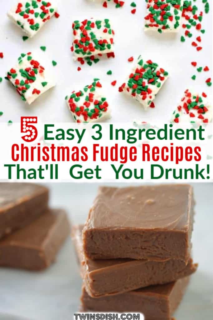 Super Easy 3 Ingredient Christmas Dessert Alcoholic Fudge Recipes. Great for a crowd, gift for him, or party.