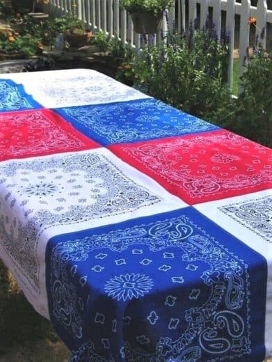 Easy 4th of July Decoration Ideas using bandanas