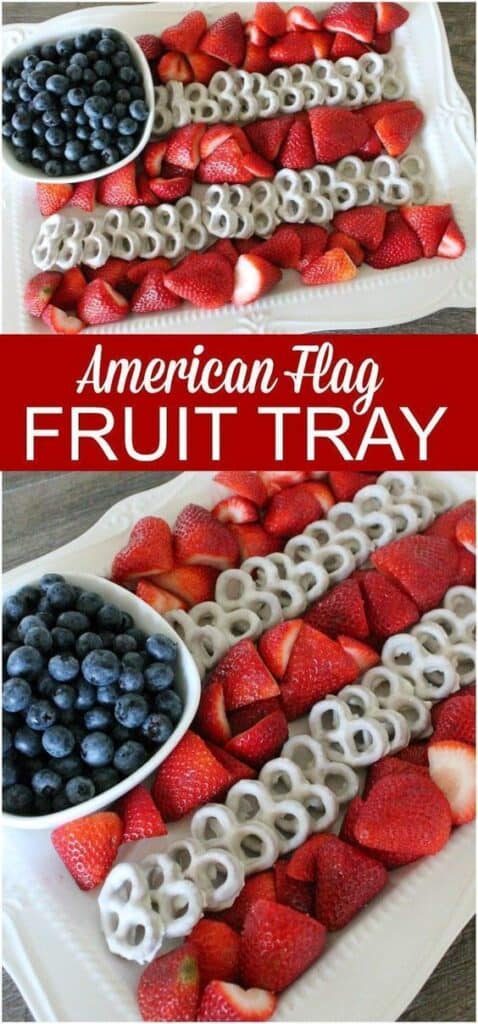 American flag fruit party tray idea for elegant 4th of July party food