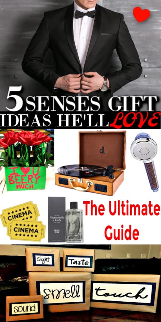 The Ultimate Gift List including 5 senses gifts for him. Perfect for Valentine's Day, Christmas or any special occasion. 