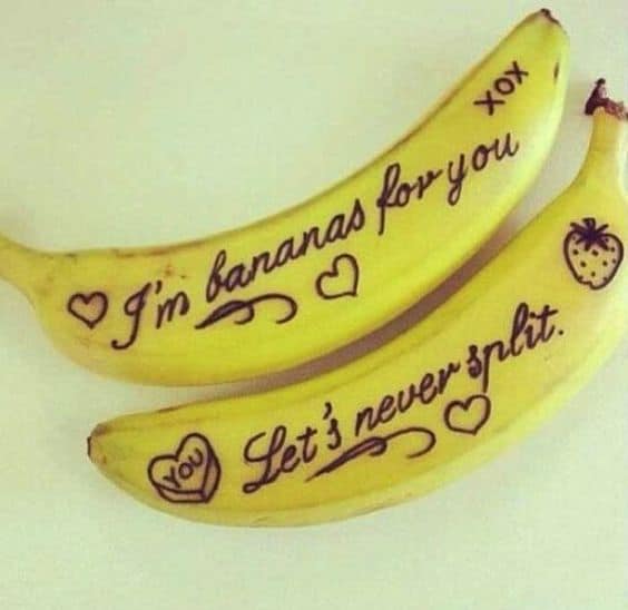 Bananas surprise Valentines Day or love note idea. Great last minute idea. DIY boyfriend gifts.