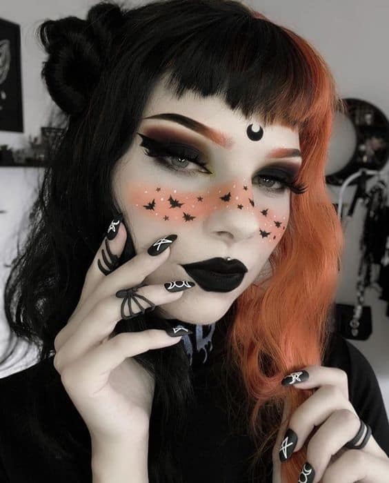 Unique Witch Costume Make up with bats