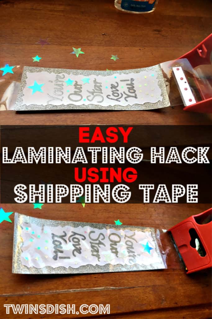 Easy DIY laminating hack for bookmarks using shipping tape. Kid friendly Mother's Day gifts.