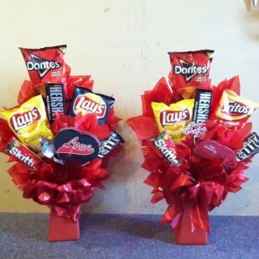 Valentine's day snack gift basket idea for boyfriend, husband, co worker, or kids