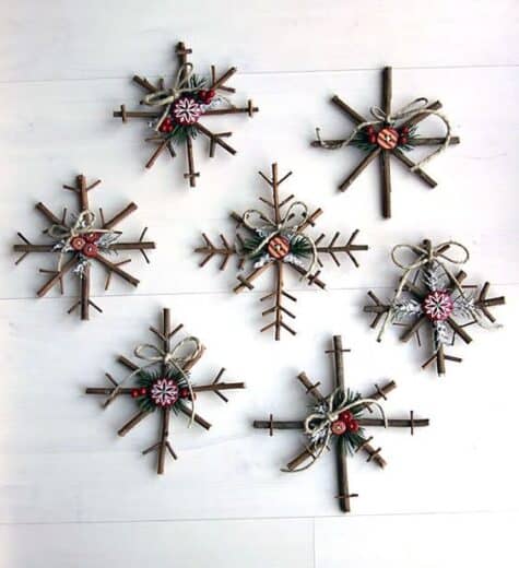 Branch Stick rustic Snowflake Christmas Ornament