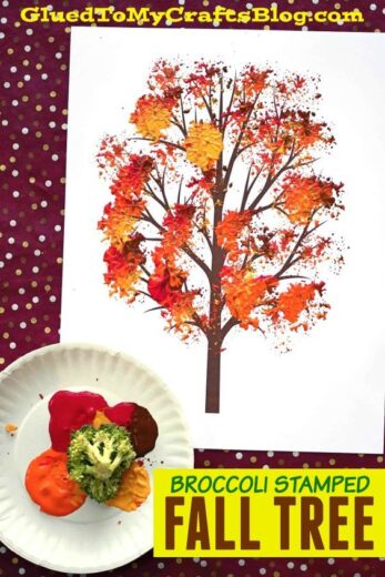 Fall Tree Painting Using Broccoli