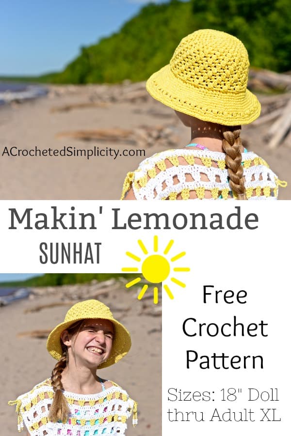 Easy DIY Lemonade Crochet Sun Hat with FREE video tutorial and pattern. Cute, trendy outfit ideas for Spring and Summer. Also makes a great gift IDEA. The best free crotchet patterns and tutorials.