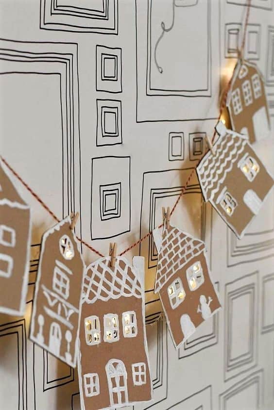 Cardboard Gingerbread House Garland