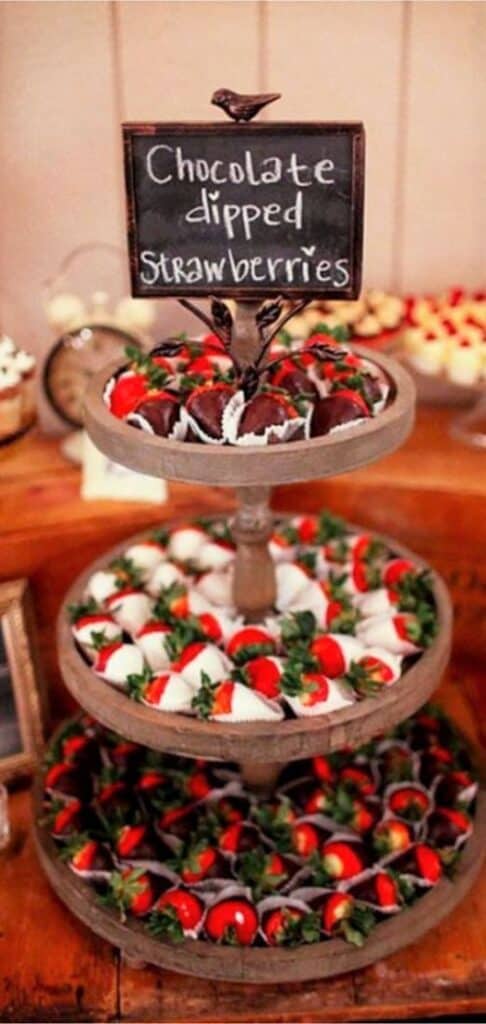 Chocolate covered strawberries 3 tiered display Graduation Party Food