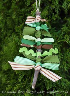 DIY Stick ribbon Christmas Tree Ornament idea