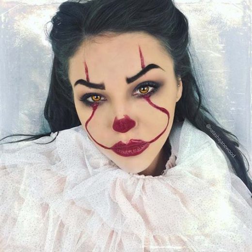 Easy Last Minute DIY Halloween Make Up, pretty, scary IT clown..