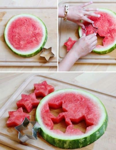 Star shaped watermelon hack. Easy DIY 4th of July party ideas for Food and decorations.