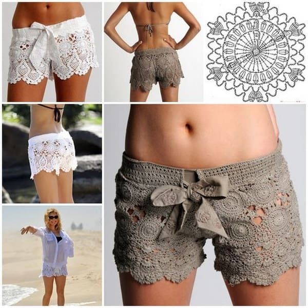 DIY Crochet Shorts with FREE PATTERN. Cute, trendy outfit for Spring and Summer. Makes a great swimsuit cover up for Summer pool or beachside fashion. Also a great gift idea. The best free crotchet patterns and tutorials.