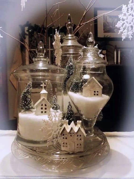 Easy DIY Farmhouse Glam Christmas canister. Elegant Christmas Decoration idea for the mantle, table, wedding, party. Stunning budget decor.