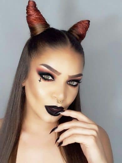 Easy Last Minute DIY Halloween Make Up, pretty, scary devil.