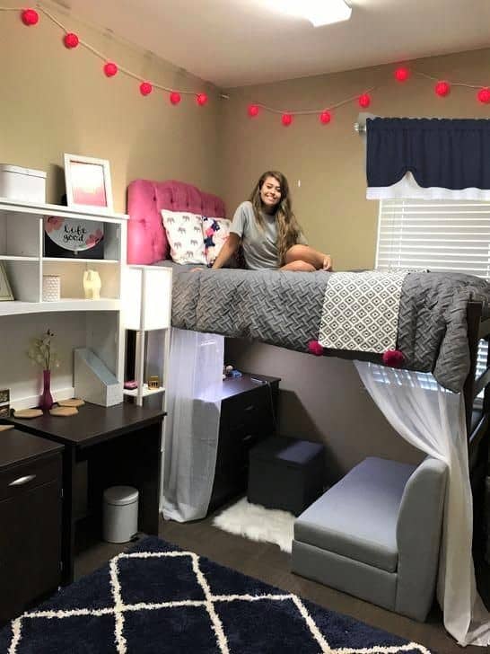 Loft bed. What not to do to your dorm. Dorm room ideas for college. #dormtips #dormroomideas #decor