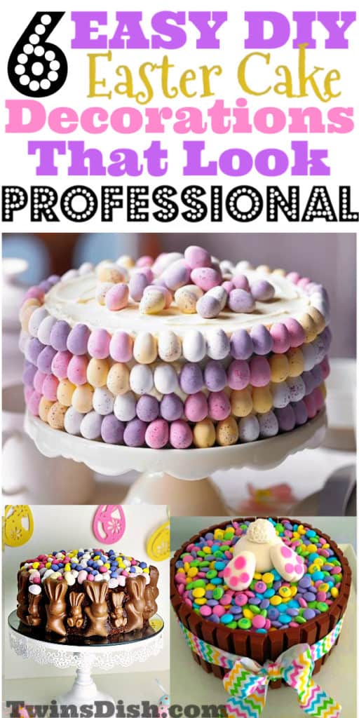 Super easy DIY Easter Cake decorations that look professional, using Easter candy. 