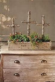 Easy DIY rustic farmhouse cross centerpiece for the Easter table.