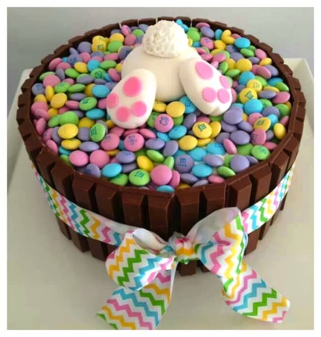 Easy DIY Easter Candy cake that looks professional. Easter desserts ideas.