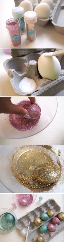 Easy DIY Glitter Easter eggs craft idea. The Best Easy DIY Easter Decoration Ideas.