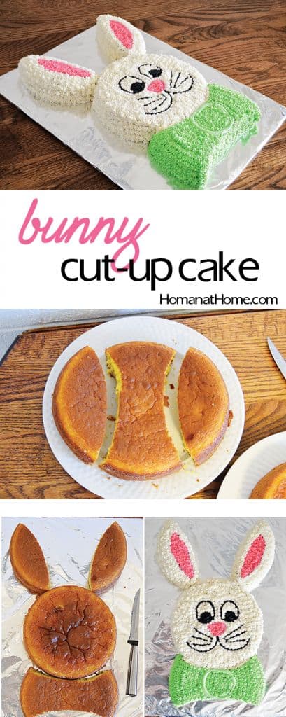 Easy Easter Bunny Cut Up Cake for kids using Peeps. Simple Easter cake decorating ideas and dessert recipes. 