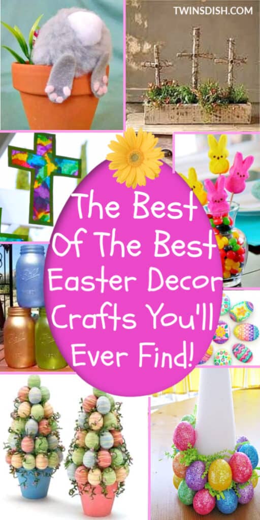 Elegant Dollar Store DIY Easter Decorations Ideas for the home, and outdoor. Includes Christian and Farmhouse crafts kids can make for the table and centerpieces.