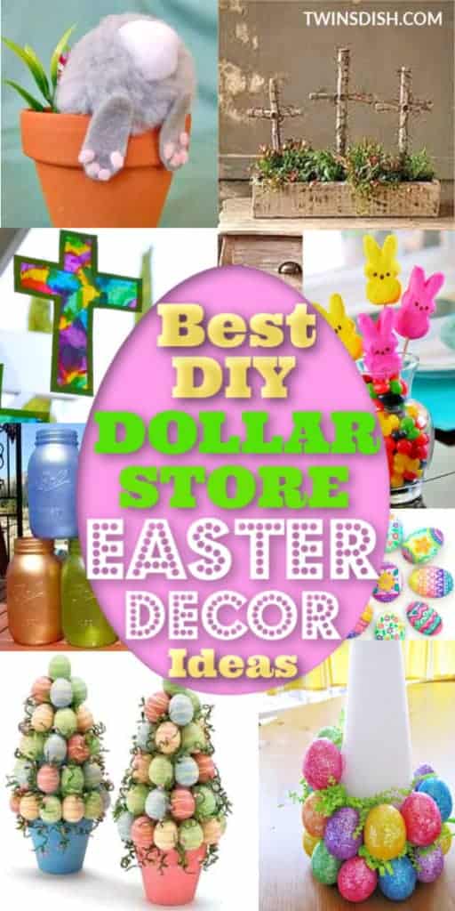 Elegant Dollar Store DIY Easter Decorations Ideas for the home, and outdoor. Includes Christian and Farmhouse crafts kids can make for the table and centerpieces.