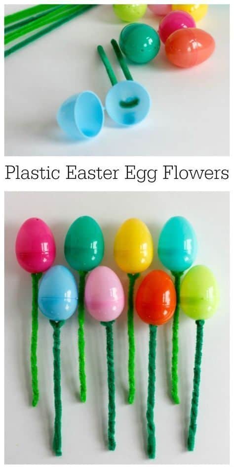 Easy DIY Plastic Easter Egg Flowers. Easter craft idea for adult, kids, and teens. The Best Easy DIY Easter Decoration Ideas for baskets and table.