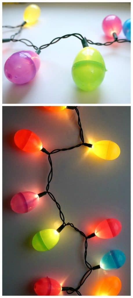 Easy DIY Plastic Easter Egg lights craft idea for kids. The Best Easy DIY Easter Decoration Ideas.