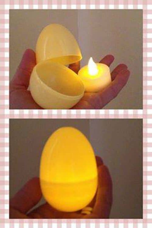 Put battery operated votive candles inside Dollar Store Plastic Easter Eggs for a craft idea for kids. The Best Easy DIY Easter Decoration Ideas.