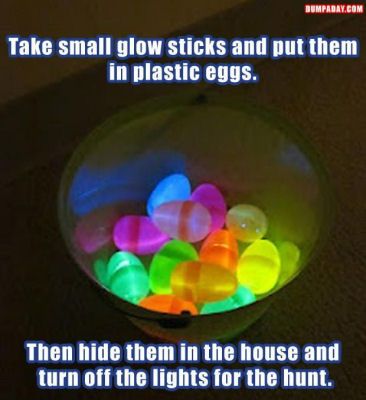 Glow Sticks inside Dollar Store Plastic Easter Eggs for a craft idea for kids. The Best Easy DIY Easter Decoration Ideas.