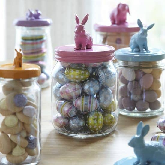 Easy DIY Easter in a Jar Bunny Dollar Store Easter craft idea for kids gifts and baskets. The Best Easy DIY Easter Decoration Ideas for Spring