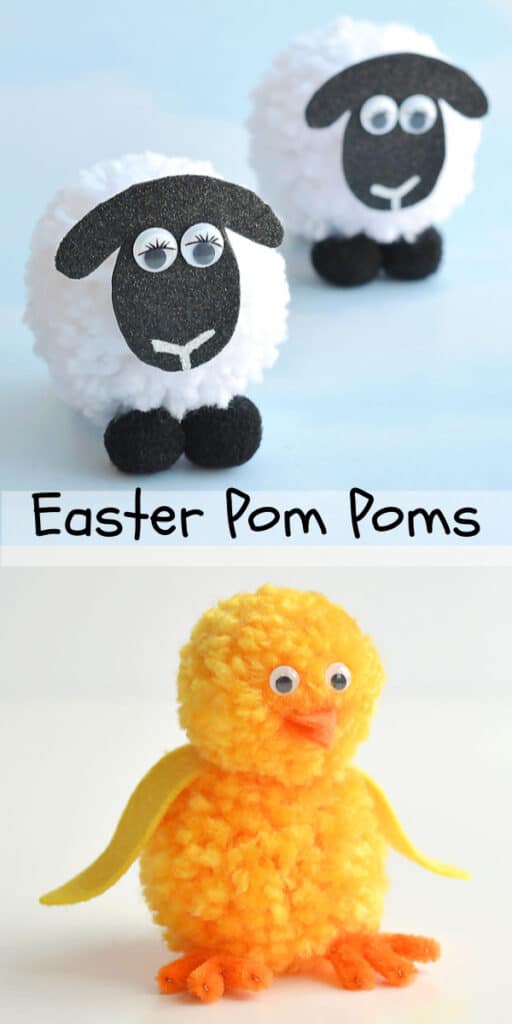 Easy DIY Pom Pom Animals Easter craft idea for kids. The Best Easy DIY Easter Decoration Ideas for Spring.