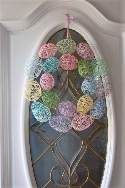 Easy DIY Easter String Egg Wreath Dollar Store Craft Decoration Idea