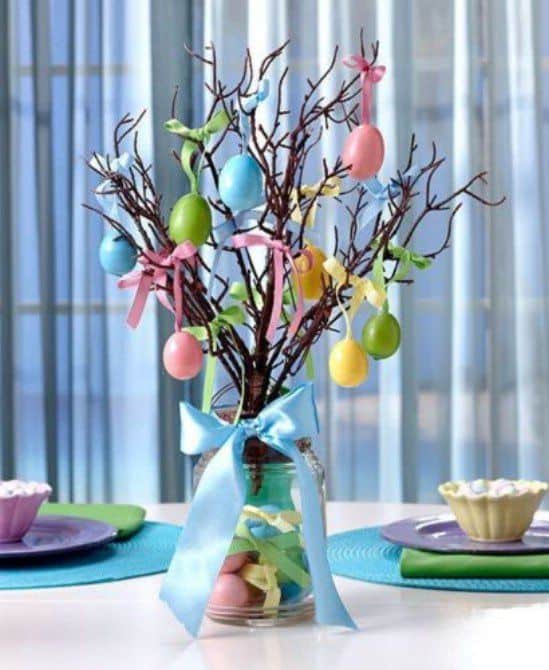 Easy Dollar Store DIY Easter Tree Mason Jar craft decoration idea