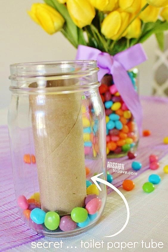 Easy DIY Jelly Bean Vase Decor Hack Easter craft idea for kids. The Best Easy DIY Easter Decoration Ideas.