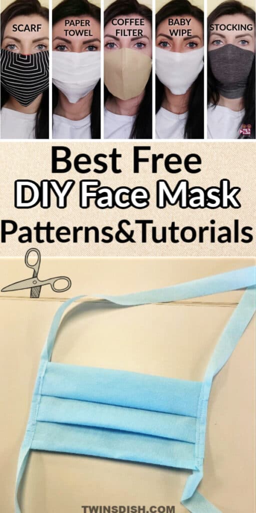 DIY Face Mask free patterns and tutorials recommended by professionals including sewing, no sewing and cricut.