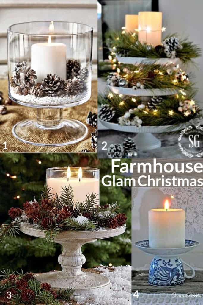 Breathtaking Farmhouse Glam Christmas Decorations that cost nothing. Elegant Christmas or winter decoration, craft, or wedding centerpiece. Easy Budget decor ideas for the home or party. Holiday decor and DIY projects. #DIY #MantleDecorIdea #wedding #Christmas