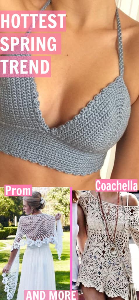 Cute, and trendy Crochet outfit ideas for Spring and Summer. Including the best free patterns and tutorials. Includes boho styles that are perfect for Coachella and classy but trendy prom fashion.