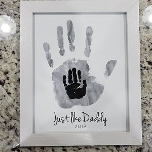 Framed handprints keepsake - easy DIY Father's Day Gift for first time Dad or Grandpa