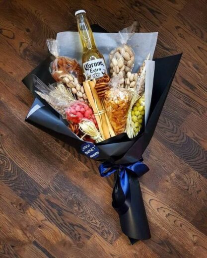 DIY Father's Day bouquet gift idea, beer and nuts