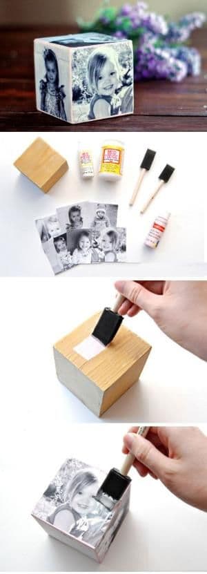 DIY Father's Day wooden photo cube gift