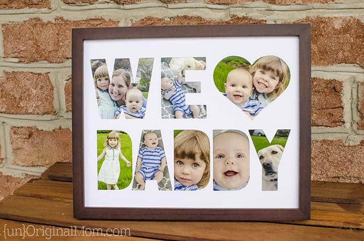 DIY framed picture keepsake Father's Day gift.