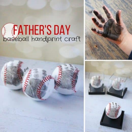 Easy DIY father's day baseball handprint craft kids can make.