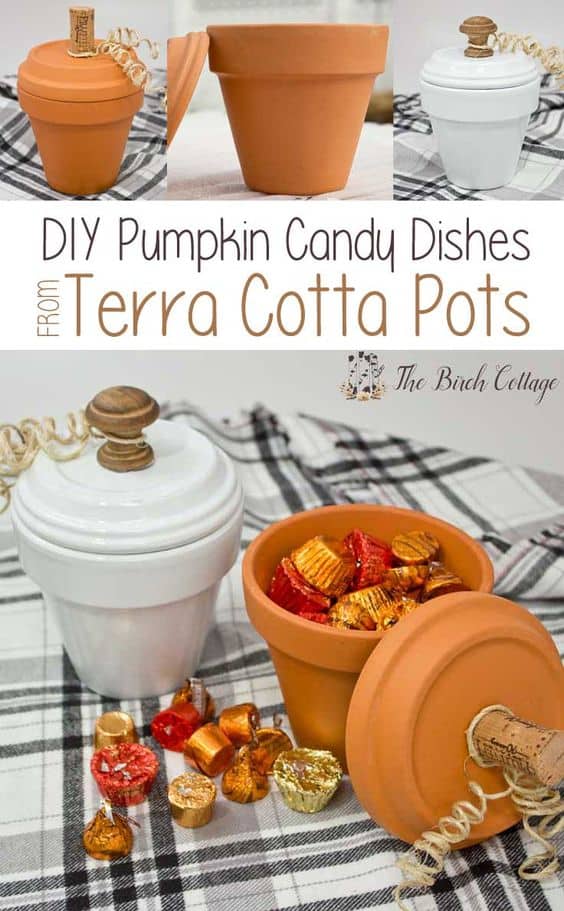 Flower Pot Pumpkins Craft Candy Dish