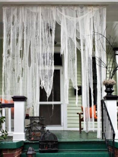 DIY Ghostly Drapes Outdoor decor